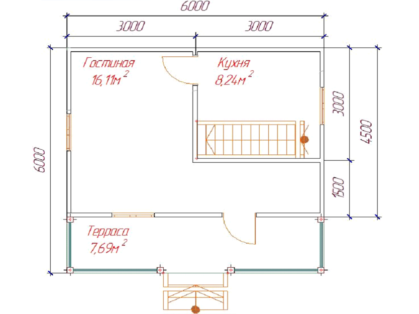 План этажа деревянного дома