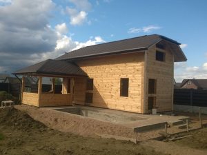 Двухэтажная баня с бассейном строим