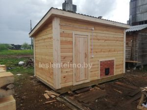 готовая баня с топочной снаружи от Леслентехно